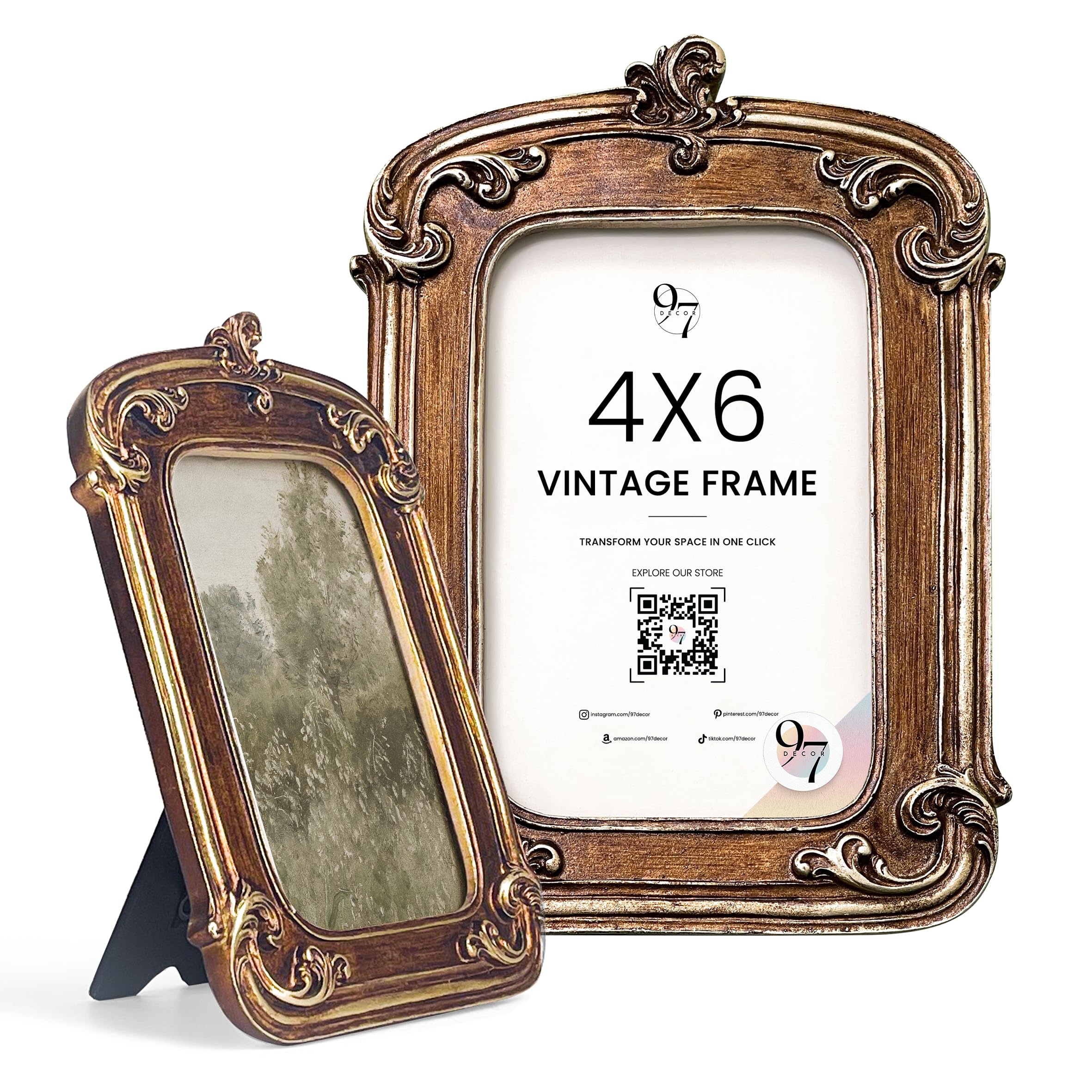 Amazon.com - 97 Decor Gold Vintage Frame 4x6 - Antique Picture